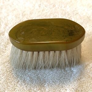 Vintage Bakelite Catalin Vanity Brush Olive Marbled Art Deco Grooming Tool